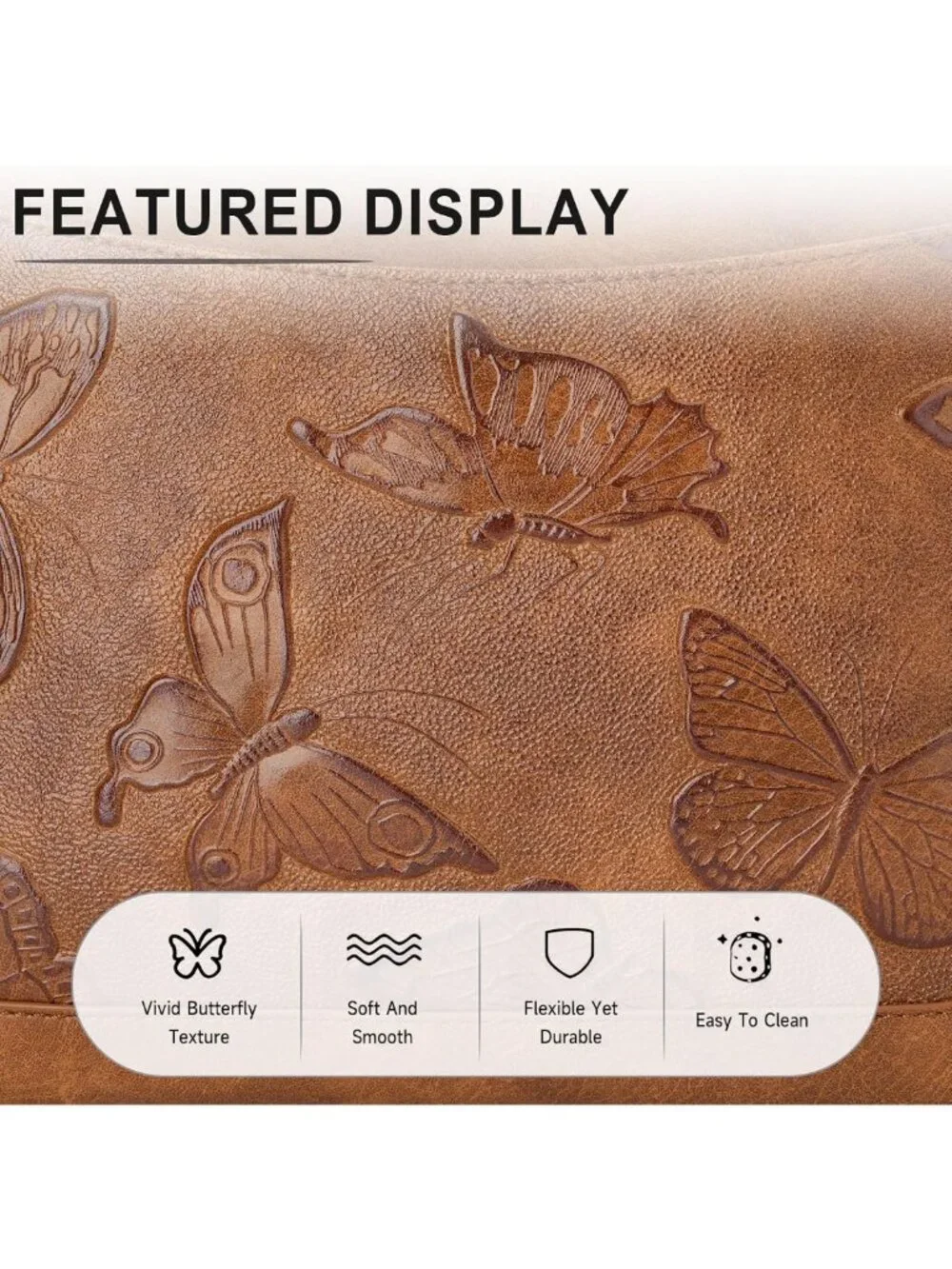 Trendy Vegan Leather Butterfly Crossbody Bag for Women - Medium Hobo Purse